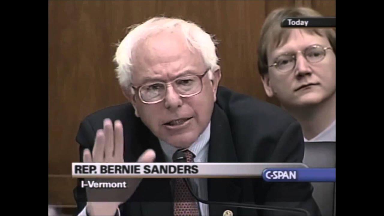 BernieSanders's tweet card. Bernie Sanders Confronts Alan Greenspan
