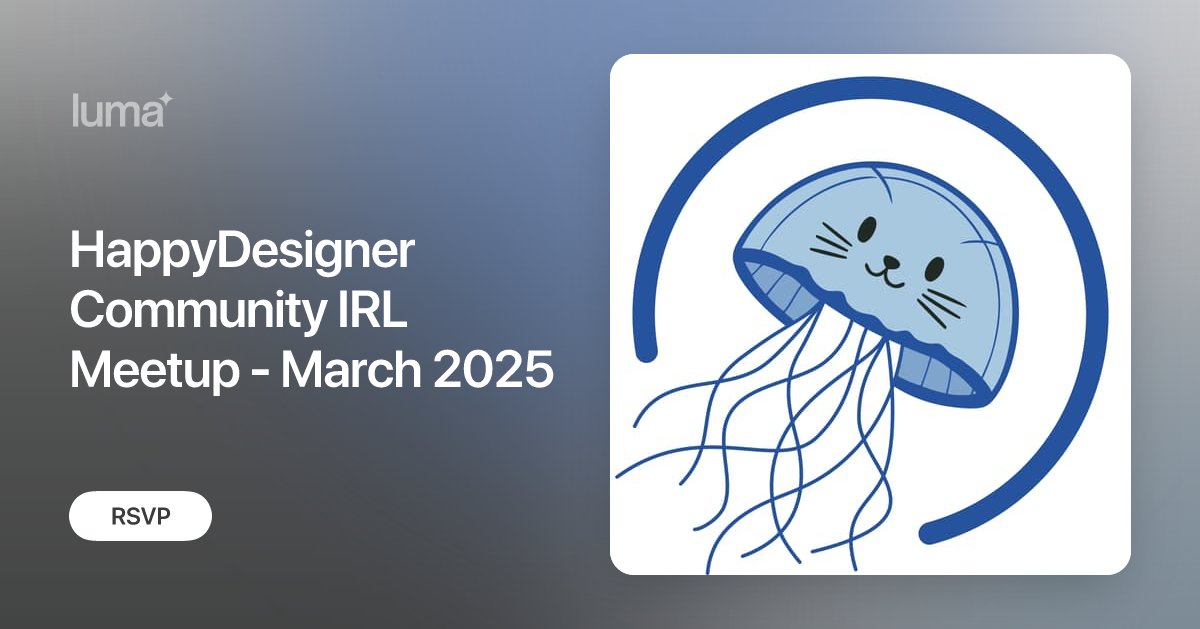 Magicology's tweet card. First HappyDesigner Community IRL Meetup in the Bay Area! Get ready to learn, share, and connect with fellow community members. We can't wait to see you…