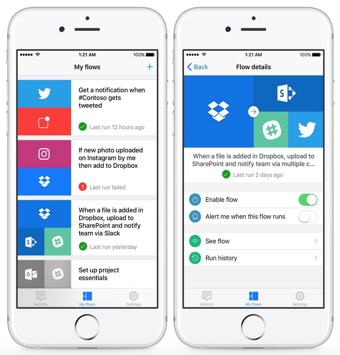 alexaprant's tweet card. Microsoft Flow, the company's recently launched workflow management tool, has now arrived on mobile in the form of an iOS application. Essentially
