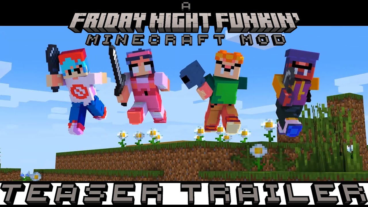 AFNFMCModReal's tweet card. A Friday Night Funkin' Minecraft Mod Teaser Trailer