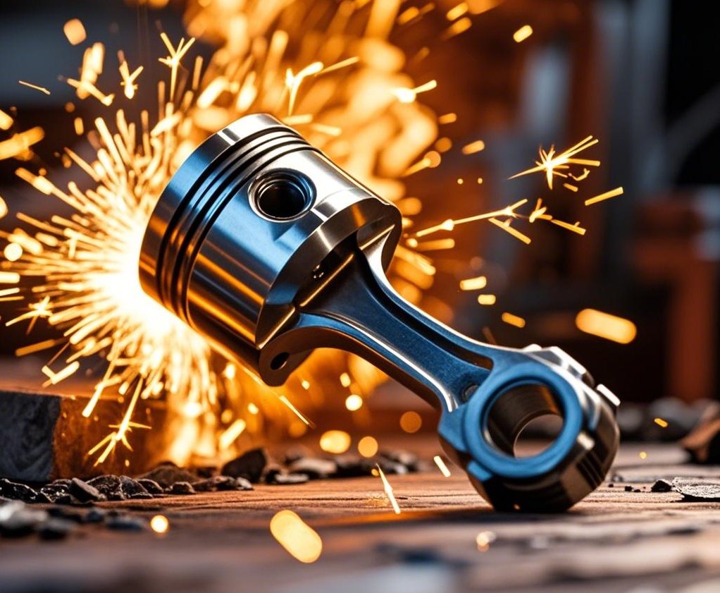 Stella_g17's tweet card. ISO 9001-certified piston connecting rods for engines in automotive, marine, agriculture, and oil & gas. Forged with 1000T presses, machined via 5-axis CNC. Case study included.