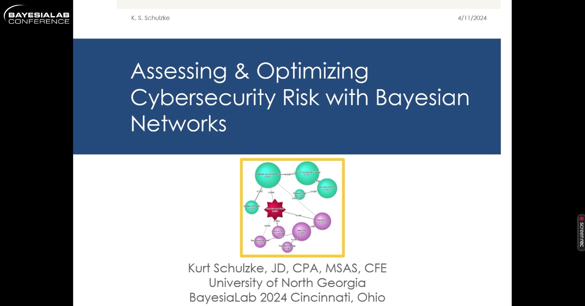 BayesianNetwork's tweet card. BayesiaLab Conference Presentation by Kurt S. Schulzke, JD, CPA, CFE, University of North Georgia, on April 11, 2024