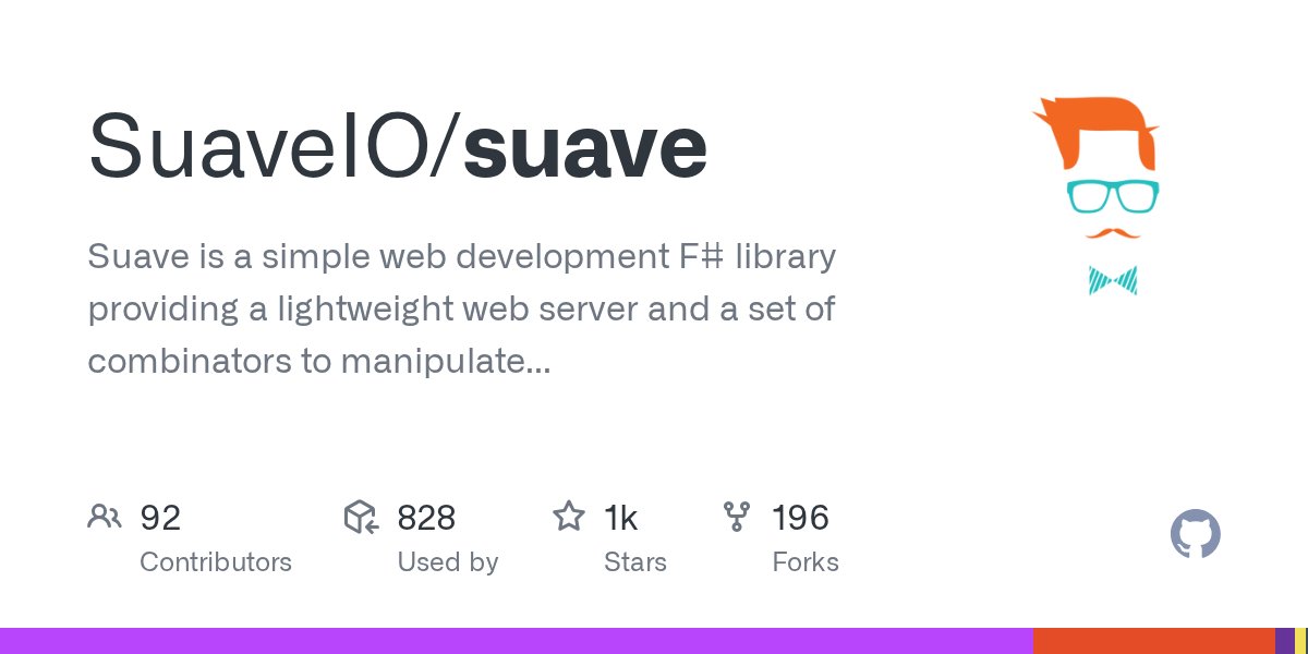 scitesy's tweet card. Suave is a simple web development F# library providing a lightweight web server and a set of combinators to manipulate route flow and task composition. - SuaveIO/suave