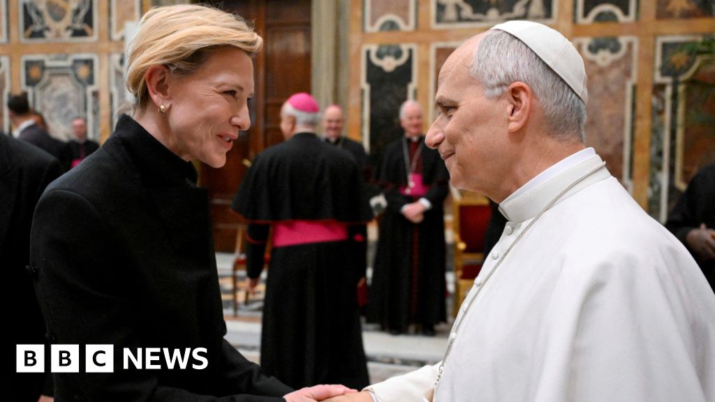 jmdevlabs's tweet card. Pope Leo spoke to stars including Cate Blanchett, Spike Lee and Viggo Mortensen at the event for global cinema.