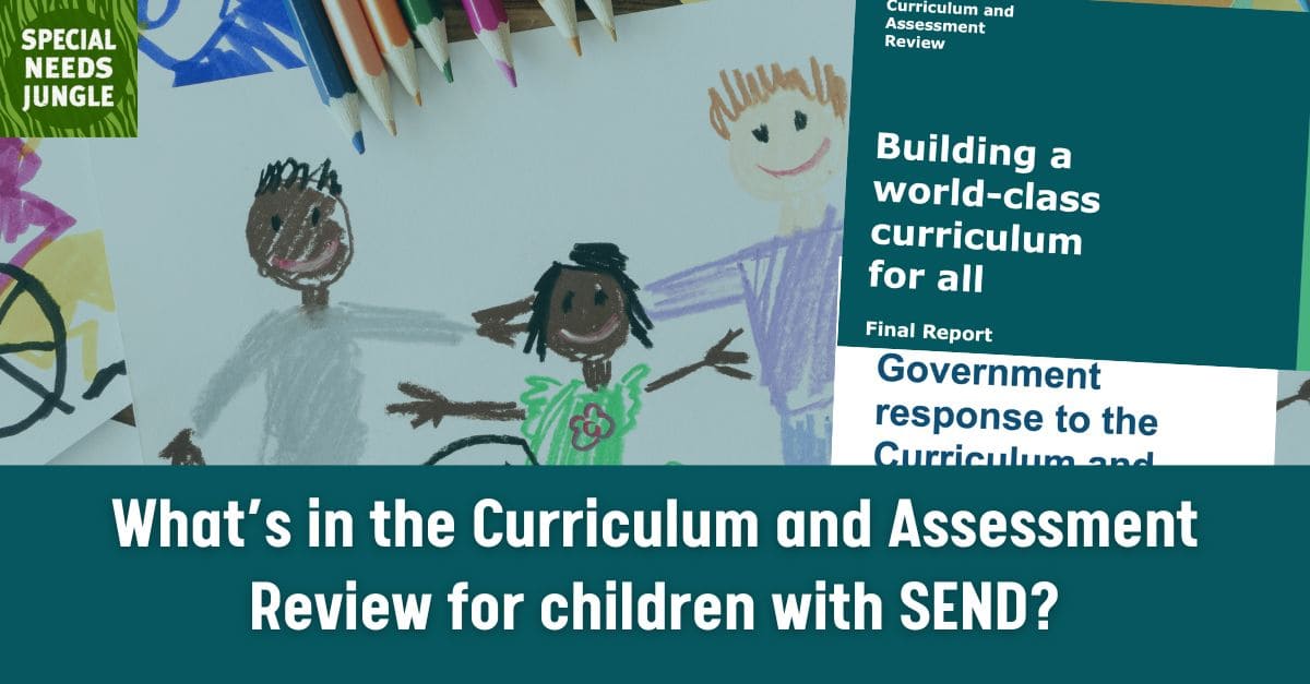 SENBlogger's tweet card. What's in the Curriculum and Assessment Review to help children with SEND—and what do support organisations think?