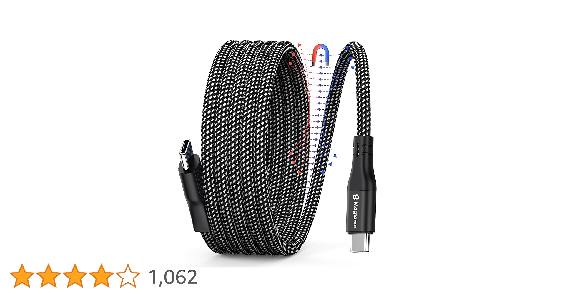 bjrl3354's tweet card. Magtame usb cケーブル 急速充電 磁力吸着絡まり防止 タイプc_ケーブル 60W/PD対応 形状記憶 usbc&usbcケ_ーブル金属製コネクタtype-cケー_ブル二重ナイロン iPhone15/MacBook_Pro/Air/iPad/Samsung_Galaxy等対応 (1M-ブラック）