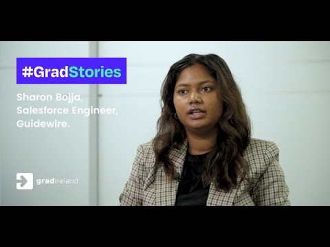 InsideGuidewire's tweet card. #GradStories Sharon Bojja, Salesforce Engineer at Guidewire.