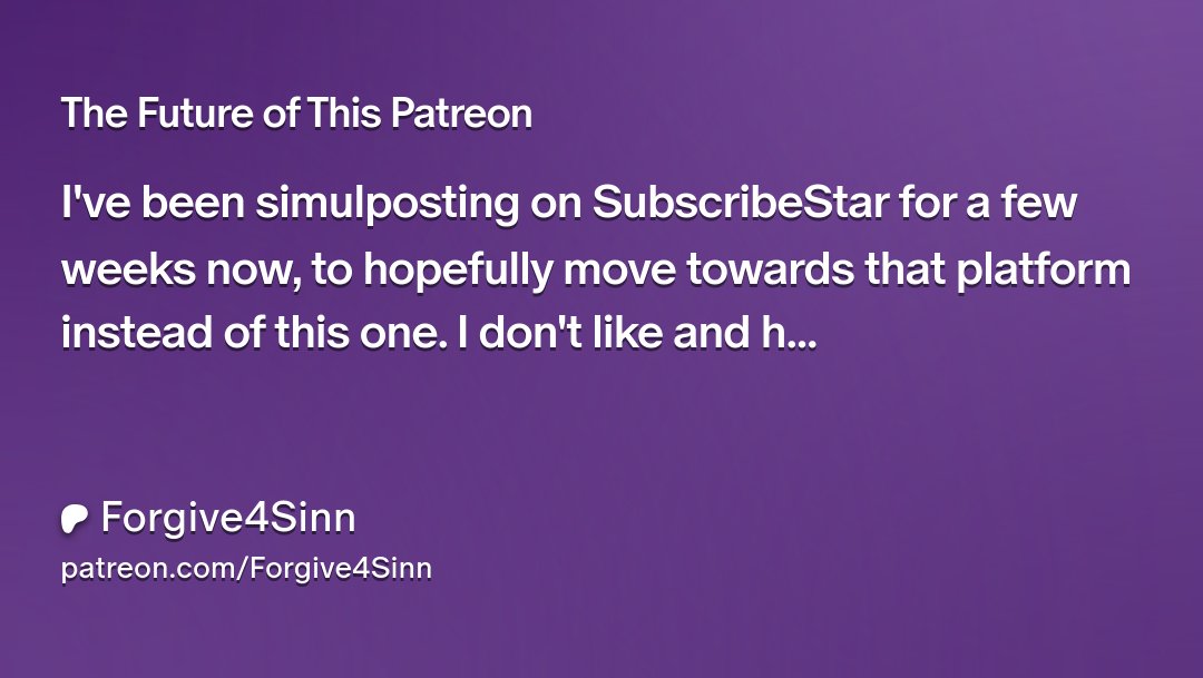 Forgiven4Sinn's tweet card. Get more from Forgive4Sinn on Patreon