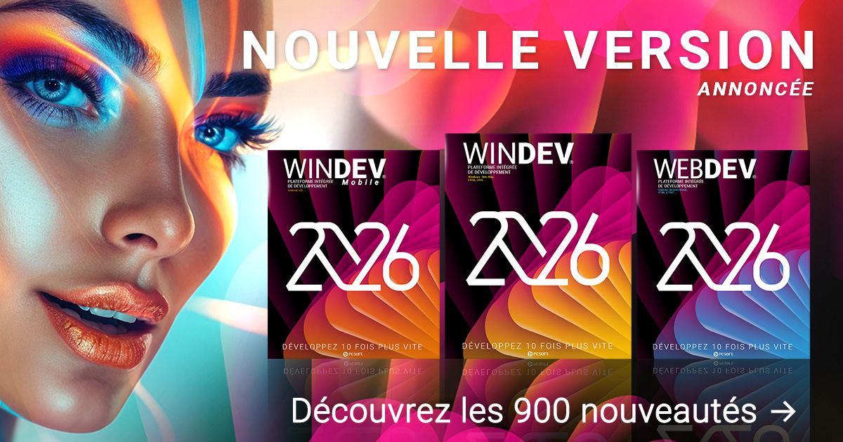 WINDEV's tweet card. 900 nouveautés de WINDEV 2026, WEBDEV 2026 et WINDEV Mobile 2026