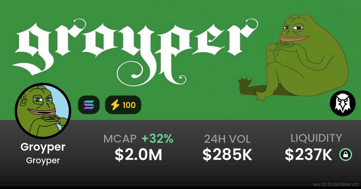 RedLineDasher's tweet card. $0.002083 Groyper (Groyper) realtime price charts, trading history and info - Groyper / SOL on Solana / PumpSwap