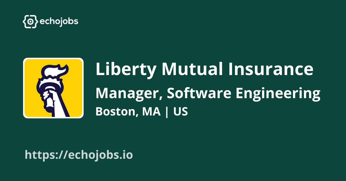 echojobs__io's tweet card. Liberty Mutual Insurance is hiring Manager, Software Engineering. Skills wanted: React, GraphQL, Java. Work locations: Boston, MA, US, Indianapolis, IN, Portsmouth, NH, Plano, TX.