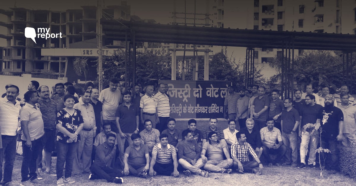 anubhavkh's tweet card. Canara Bank is seeking symbolic possession of the flats.