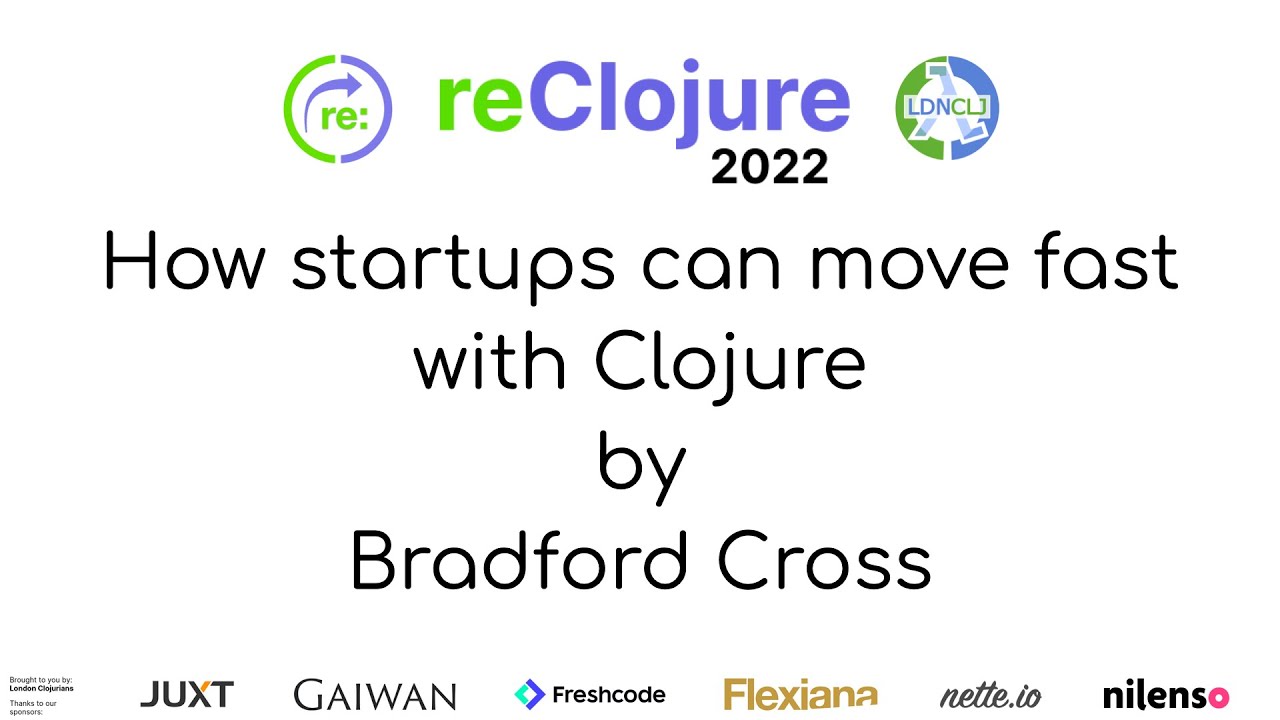 reClojure's tweet card. How startups can move fast with Clojure (by Bradford Cross)