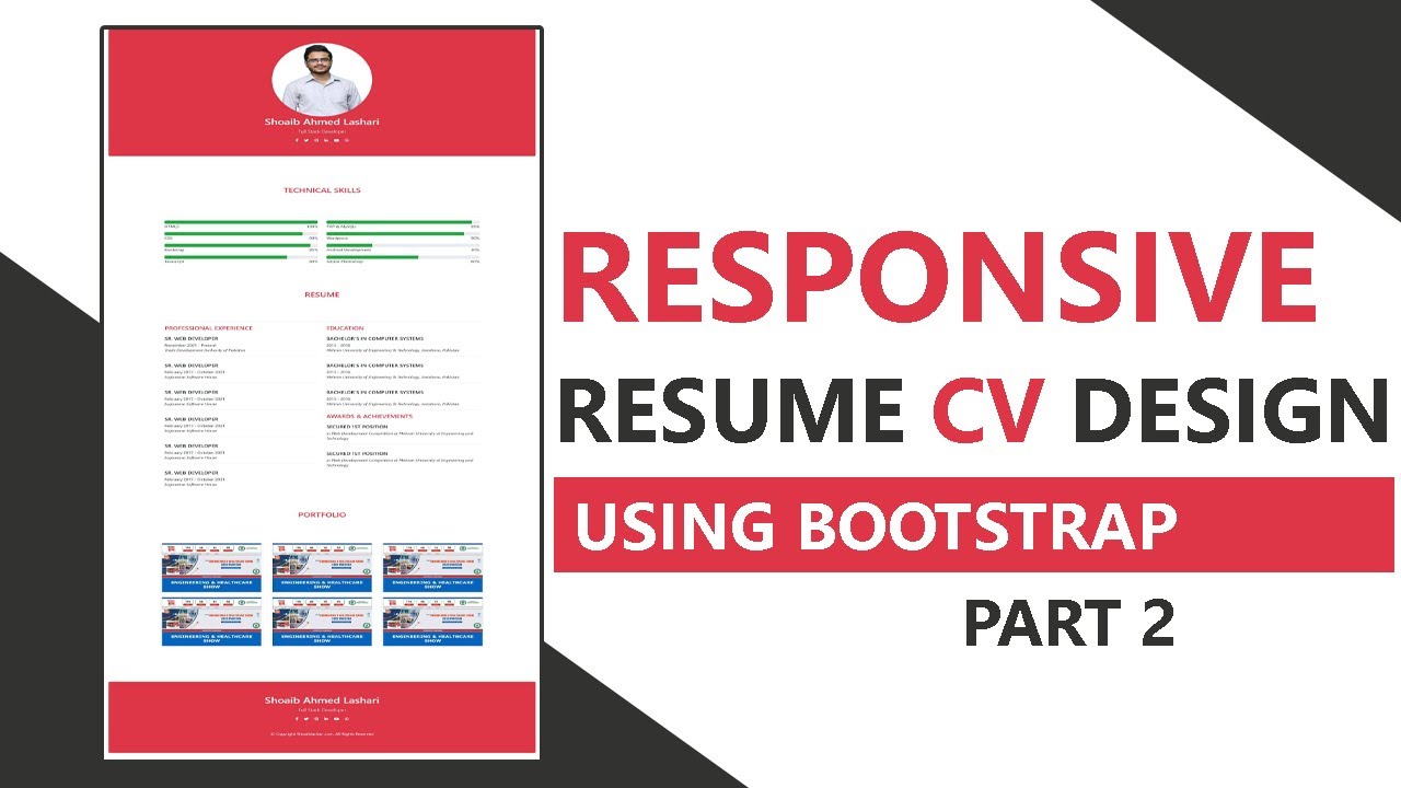 ShoaibWebDev's tweet card. #2 How to Create Responsive Resume Website using HTML and CSS |...