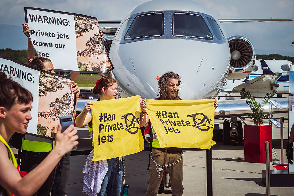 AVweb's tweet card. A group of between 80 and 100 environmental activists pushed through security gates at Geneva International Airport in Switzerland today (May 23) to protest