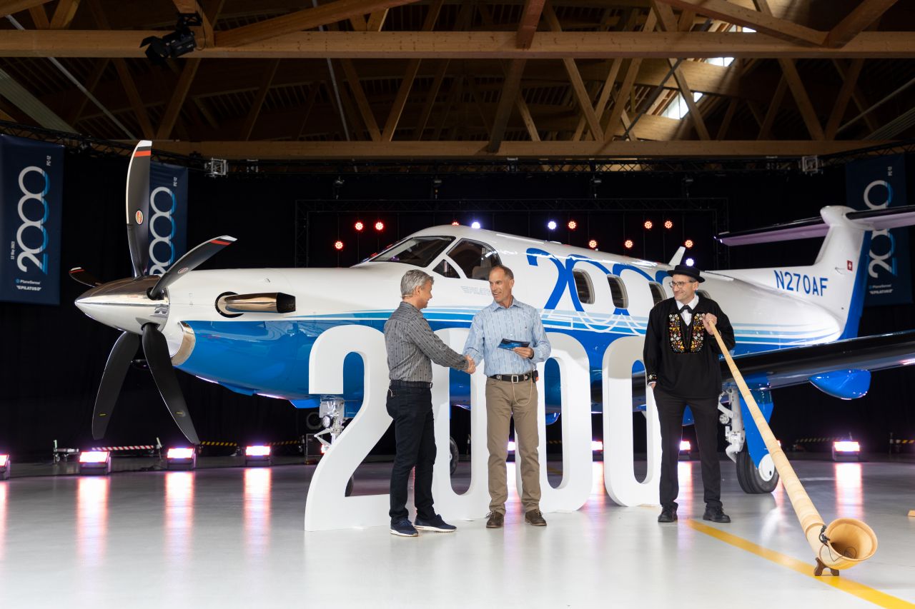 AVweb's tweet card. Pilatus handed over its 2,000th PC-12 single-engine turboprop during ceremony at the company’s headquarters in Stans, Switzerland, last week. The aircraft