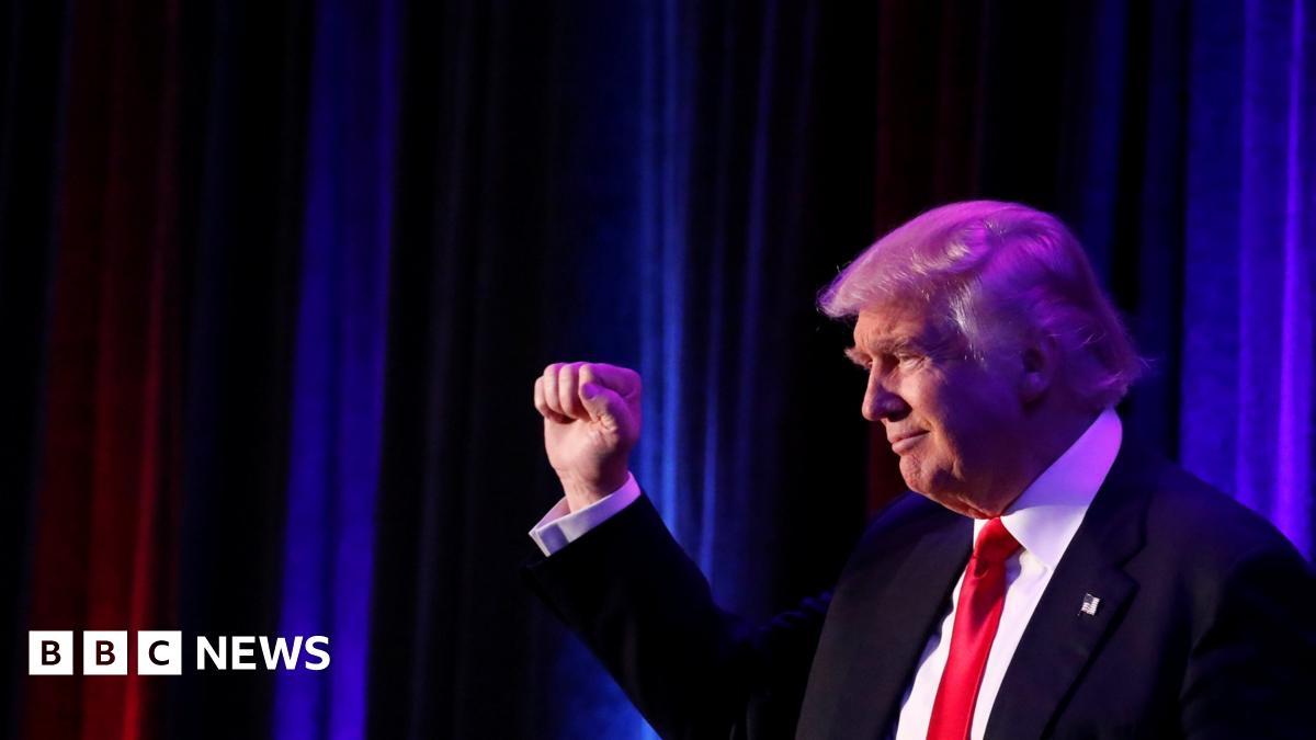 ruststudio's tweet card. Political outsider Donald Trump beats Hillary Clinton to win the US presidency in a stunning upset.