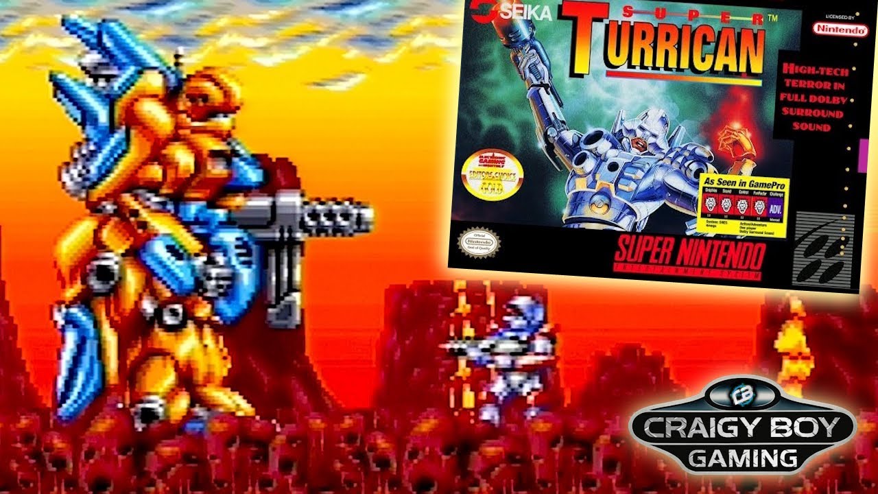 CraigyBoyGaming's tweet card. Super Turrican (SNES) - Speed & Chaos!