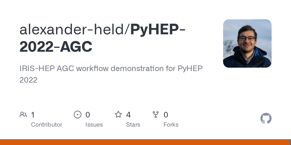 PyHEPConf's tweet card. IRIS-HEP AGC workflow demonstration for PyHEP 2022 - alexander-held/PyHEP-2022-AGC