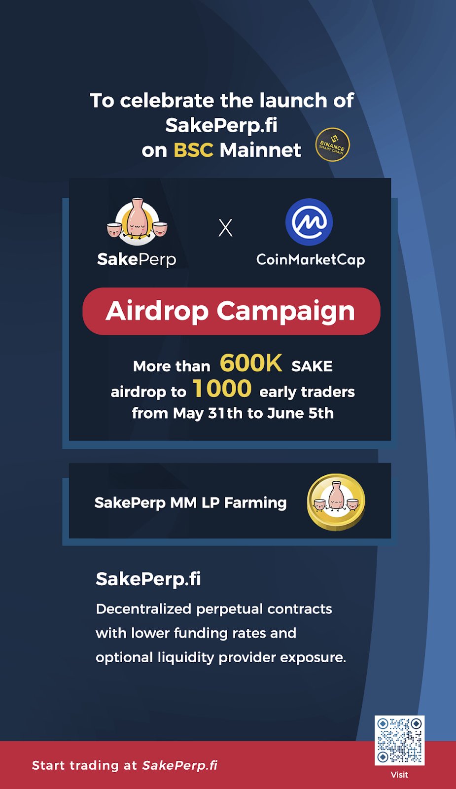 Sake_Perp_Swap's tweet card. More than 600K SAKE GIVEAWAY
