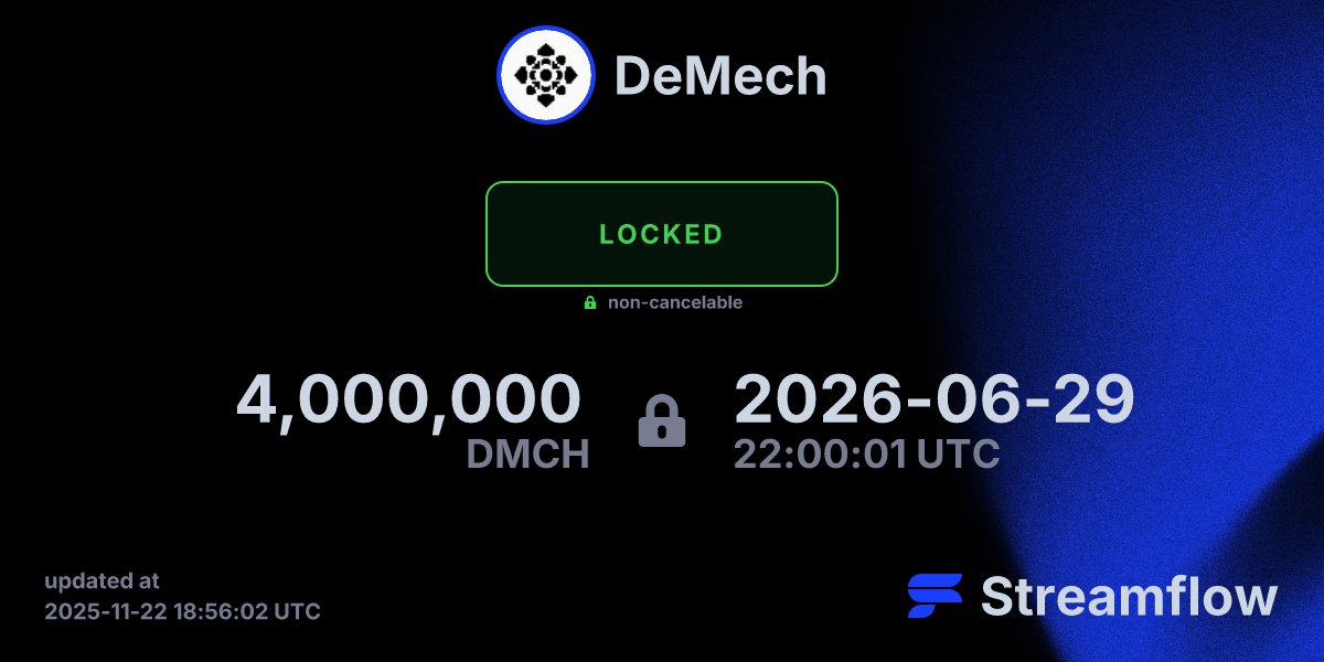 demechtech's tweet card. Streamflow is the leading multi-chain asset streaming protocol specializing in token vesting and treasury management solutions.