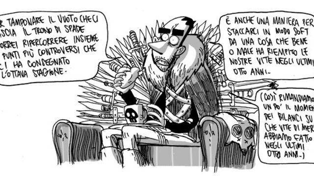 zerocalcare's tweet card. Il Trono di spade è finito. Ci consoliamo con una recensione dell'ottava stagione, puntata per puntata, di Zerocalcare