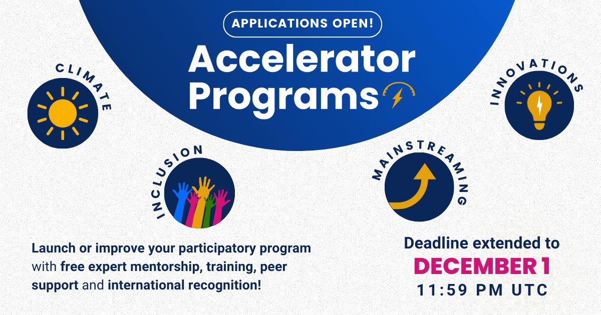 PeoplePowrd's tweet card. Four new accelerator programs to help you engage community members in participatory decision-making, boost the participation of traditionally marginalized groups, and mainstream high-quality and...