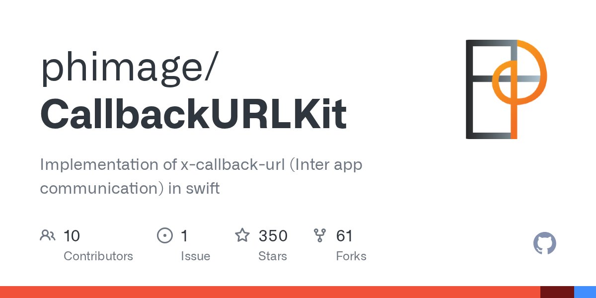 xcallbackurl's tweet card. Implementation of x-callback-url (Inter app communication) in swift - phimage/CallbackURLKit