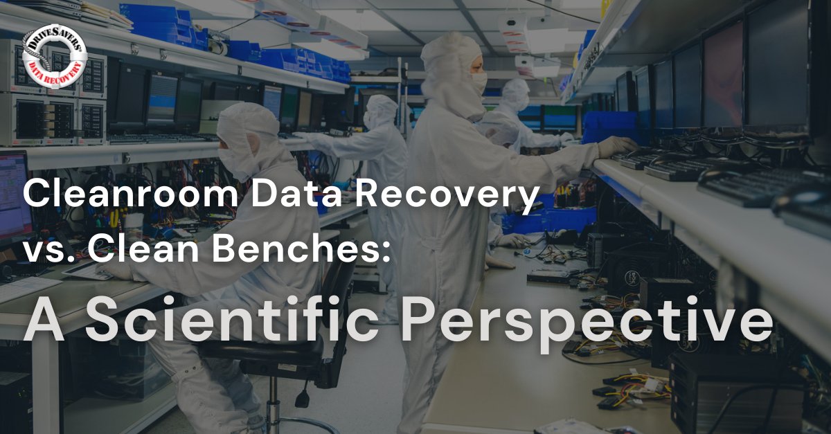 GeekForHireInc's tweet card. Discover the critical differences between cleanroom data recovery and clean bench setups. Learn why a certified clean room is essential for safe and successful hard drive recovery at the microscopic...