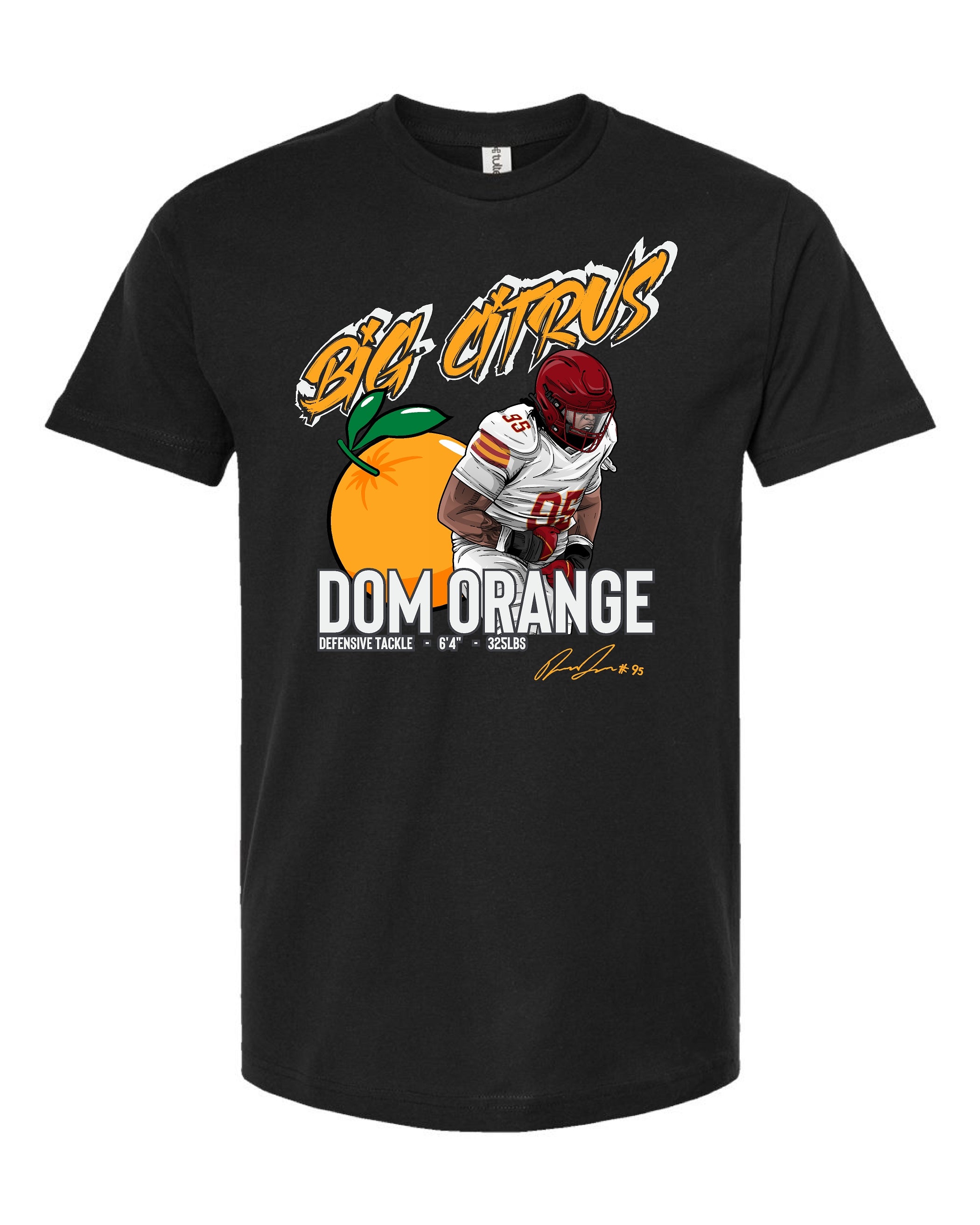 ExplodedLemon's tweet card. Dom Orange joins our NIL Signature Collection!  Officially licensed by Dom Orange Printed on the softest 100% combed cotton shirt material Screen printed right here in Iowa Pre-shrunk