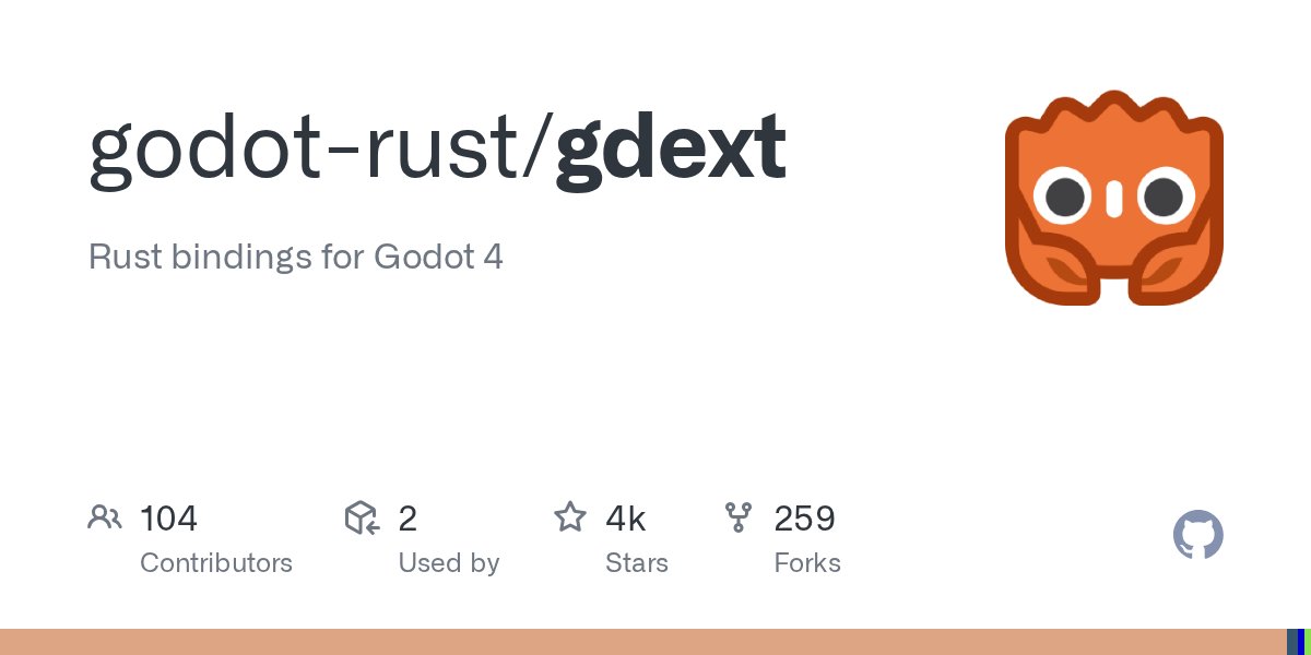 GodotRust's tweet card. Rust bindings for Godot 4. Contribute to godot-rust/gdext development by creating an account on GitHub.