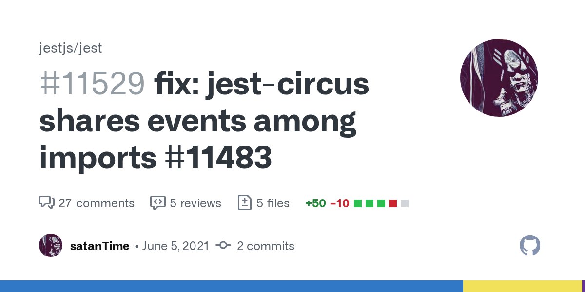 davert's tweet card. closes #11483 Summary The issue is described here: #11483 A public interface to subscribe to events from jest-circus. Test plan No changes in UI.