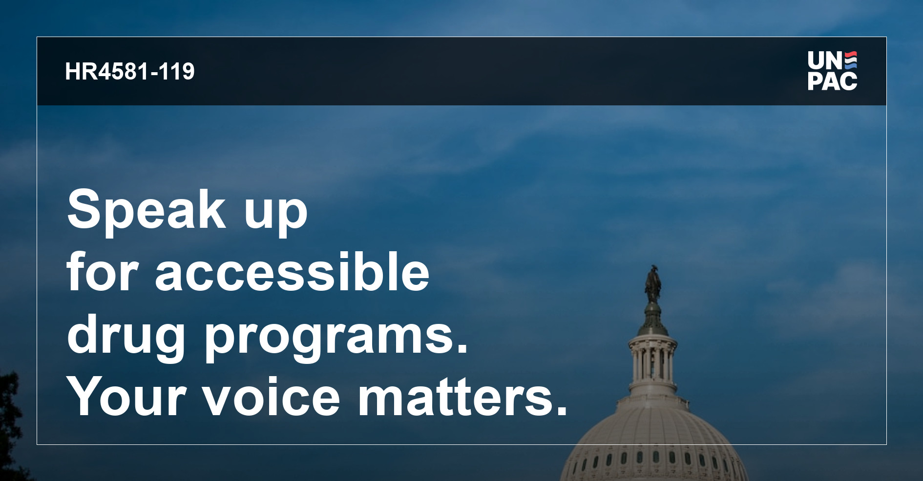 UnpacUs's tweet card. Learn about the congressional bill aimed at ensuring the accessibility of drugs provided through the 340B Drug Discount Program under the Public Health Service Act. Stay informed on healthcare...