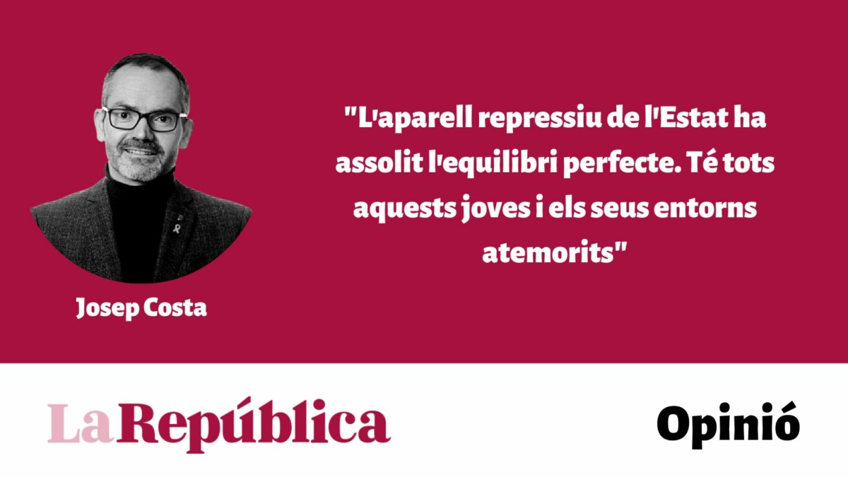 josepcosta's tweet card. L’aparell repressiu de l’Estat ha assolit l’equilibri perfecte. Té tots aquests joves i els seus entorns atemorits