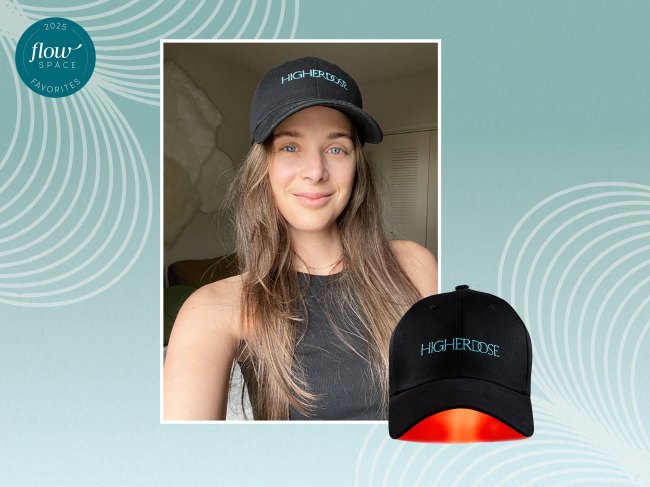 thisisflowspace's tweet card. The HigherDOSE Red Light Hat promises hair growth—but does the red light therapy actually work? One person's review after using it for 3 months.
