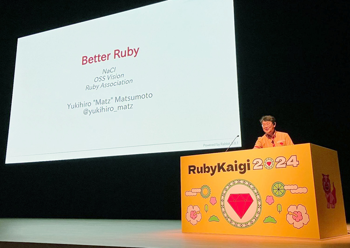 gihyojp's tweet card. RubyKaigi 2024の3日目の基調講演はRubyの作者である、まつもとゆきひろさんが登壇し、「Better Ruby」というタイトルで講演を行いました。まつもとさんは、Rubyの良さ、Rubyをより良くするための4つの側面、Rubyの未来像について話しました。