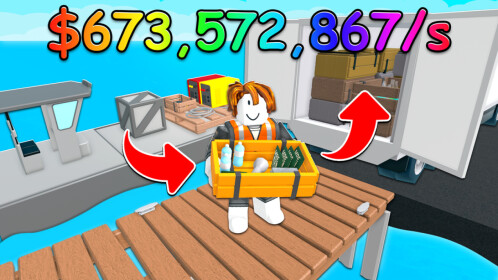 DevLogOfficial's tweet card. Get ships and upgrade your GIGANTIC warehouse! Complete orders from yours from unique brands! 📦 Get supplies from boats 🚤 Store supplies on shelves 📦 Use supplies to complete orders 💰 Earn money...