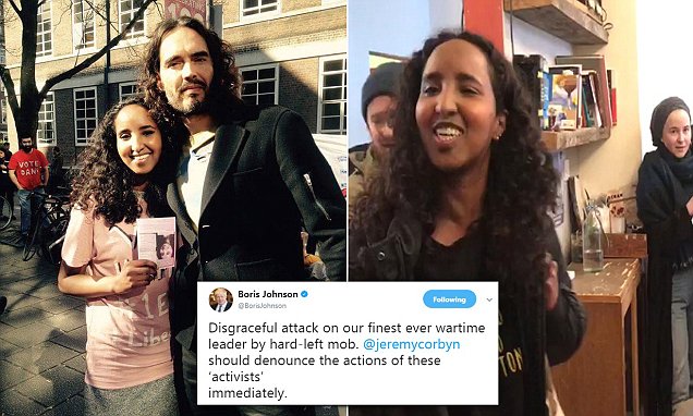 BorisJohnson's tweet card. Nine demonstrators burst into the Blighty UK Cafe in North London on Saturday and told customers to boycott the place for ‘celebrating colonialism’ and called Britain's wartime leader 'a racist'.