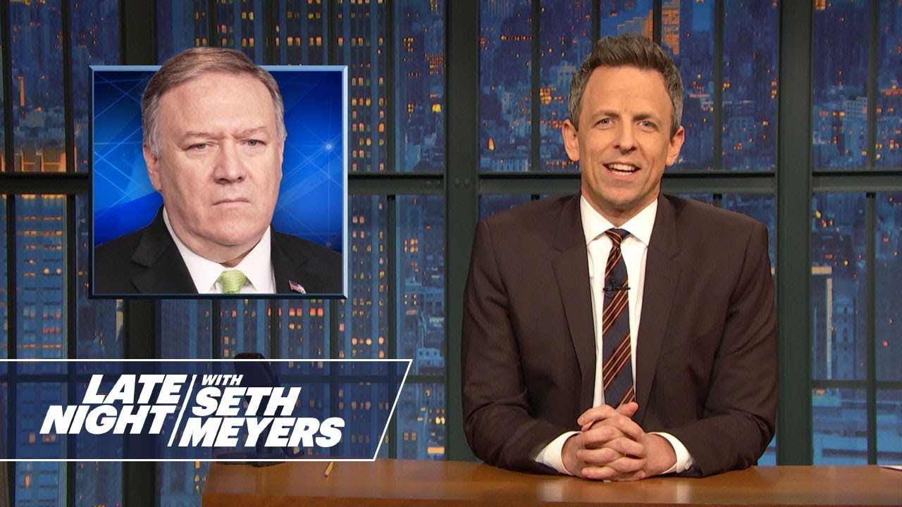 LateNightSeth's tweet card. Hey! Secretary of State Mike Pompeo’s Feud with NPR’s Mary Louise...