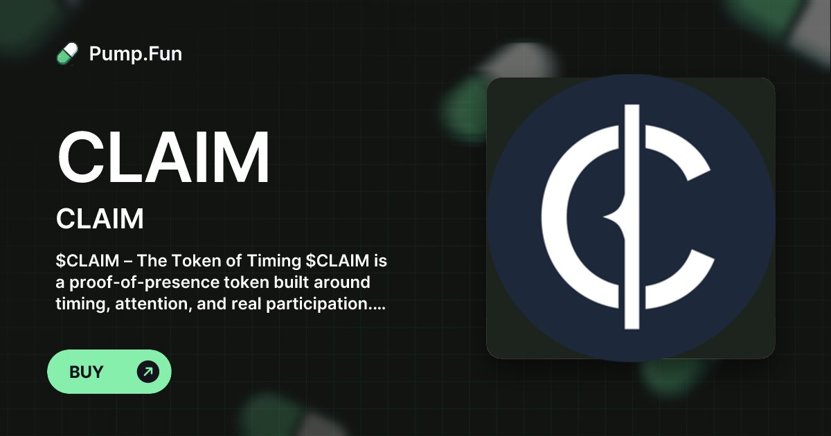 CLAIMwindow's tweet card. $CLAIM – The Token of Timing $CLAIM is a proof-of-presence token built around timing, attention, and real participation. At scheduled intervals, eligible holders may participate in a claim window,...