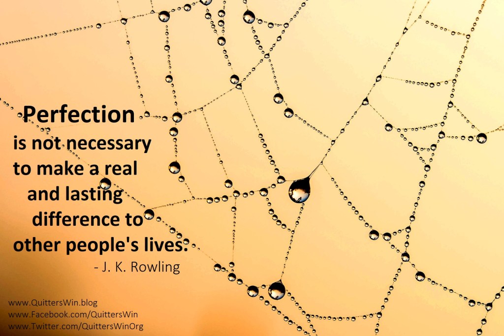 QuittersWinOrg's tweet card. Offer the best support you can to another person today. Do your best job supporting or assisting another person today. You won’t be perfect. (SPOILER ALERT! – People aren’t perfect.)