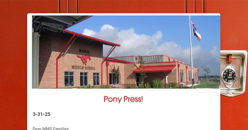 ManorMiddle's tweet card. Pony Press 3-31-25