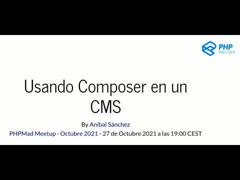 phpmad's tweet card. Usando Composer en un CMS, Gracias al PHP Prefixing