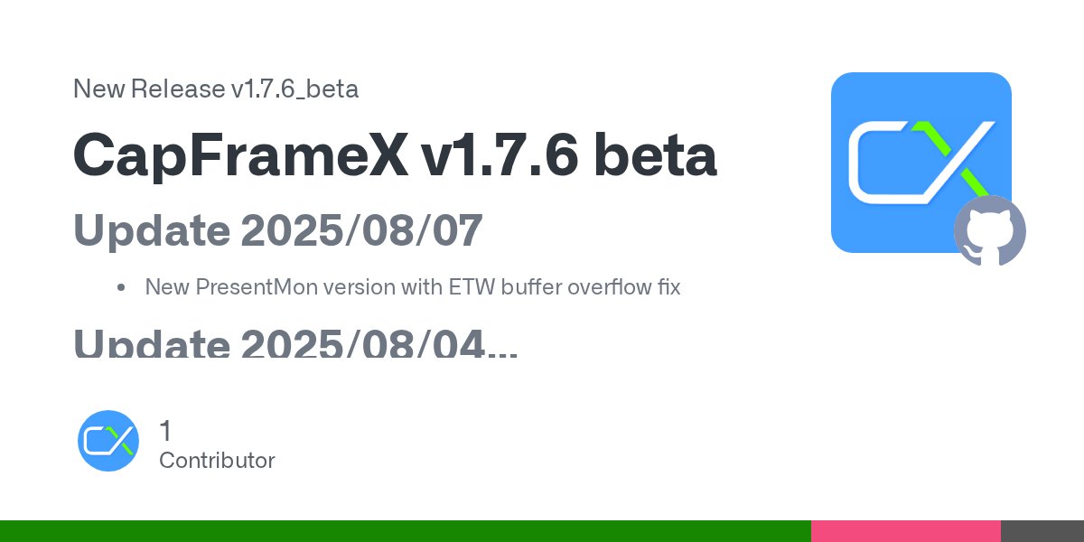 CapFrameX's tweet card. Update 2025/08/07 New PresentMon version with ETW buffer overflow fix Update 2025/08/04 New features Universal hybrid core detection for AMD (Performance + Dense cores) and Intel (Performance + ...