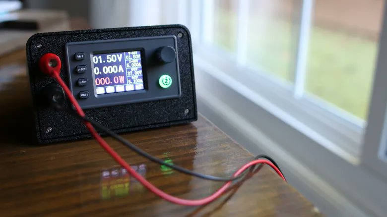 Elecrow1's tweet card. Build this super simple, portable, USB-C powered 0-30vdc power supply!