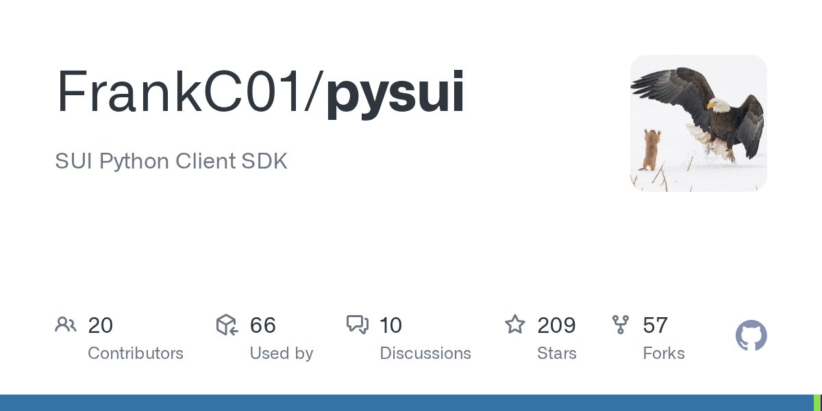d1v_lab's tweet card. SUI Python Client SDK. Contribute to FrankC01/pysui development by creating an account on GitHub.