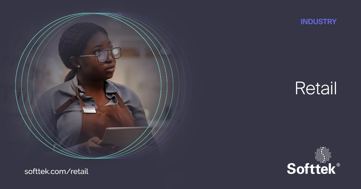 Softtek's tweet card. We modernize and automate complex technology environments, including gaining efficiencies and reducing costs throughout the retail value chain.