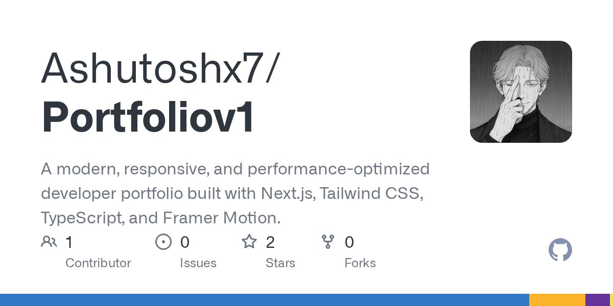 Ashutosh_7x7's tweet card. A modern, responsive, and performance-optimized developer portfolio built with Next.js, Tailwind CSS, TypeScript, and Framer Motion. - Ashutoshx7/Portfoliov1