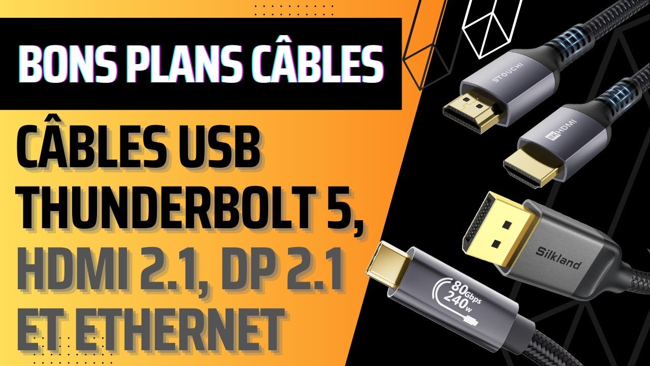 ArkTech_News's tweet card. Les French Days 2025 les câbles USB-C Thunderbolt 5, HDMI 2.1, DP 2.1...