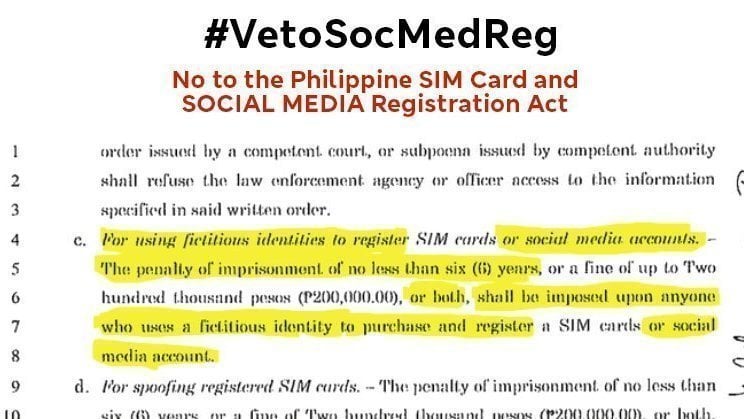 object404's tweet card. Statement Urging President Duterte to Veto the "SIM Card and Social Media Registration Act